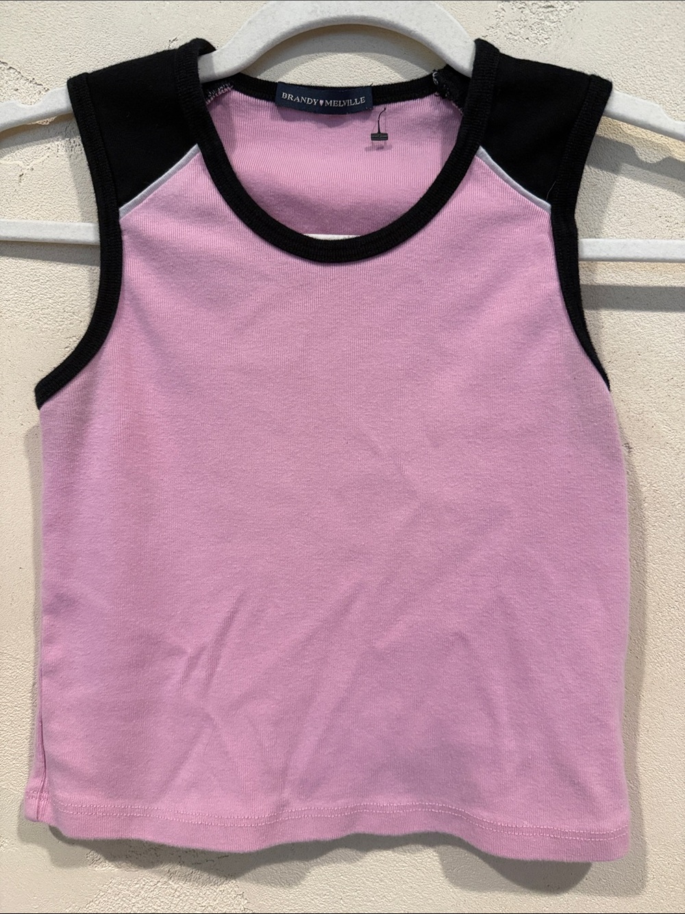 Brandy Melville Pink Tank Top with Black Trim